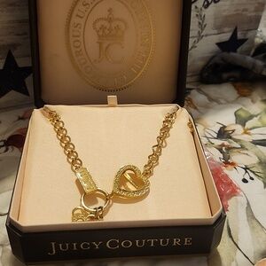 Gold Heart and Key Charm Bracelet